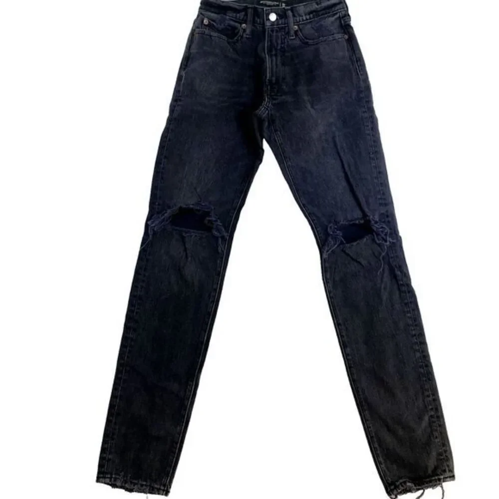 Abercrombie & Fitch Jeans‎ Men 28x34 Dark Wash Vintage Stretch 90's Slim Ripped
